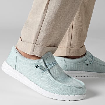 LBO - Mocassins Canvas 0004 Lichtblauw Turquoise Gevlekt