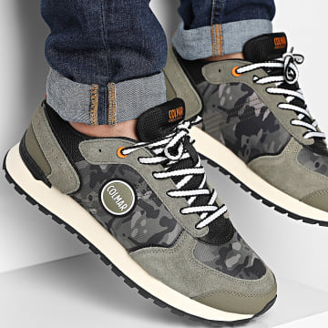 Colmar - Travis Camu 077 Militair Groen Zwart Oranje Camouflage Sneakers