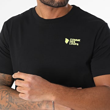Comme Des Loups - Tee Shirt Classico Noir Jaune Fluo