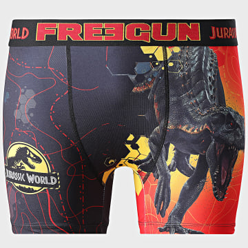 Freegun - Boxer Jurassic World Noir Rouge Orange Jaune