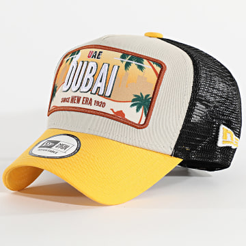New Era - Trucker Licencia Gorra Plana 60595313 Beige Amarillo Negro