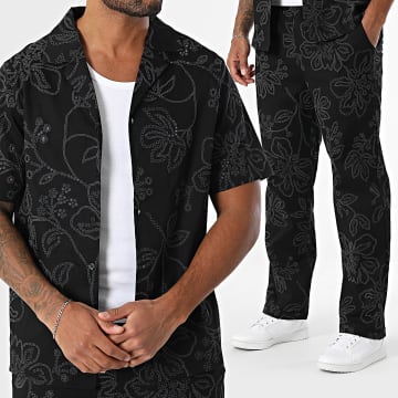 Uniplay - Ensemble Chemise Manches Courtes Et Pantalon Ajouré 129 Noir