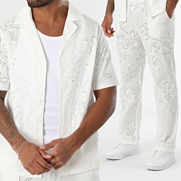 Uniplay - Ensemble Chemise Manches Courtes Et Pantalon Ajouré 129 Blanc