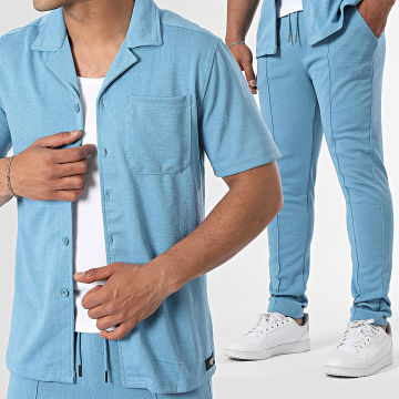Zelys Paris - Ensemble Chemise Manches Courtes Et Pantalon Udo Bleu Clair