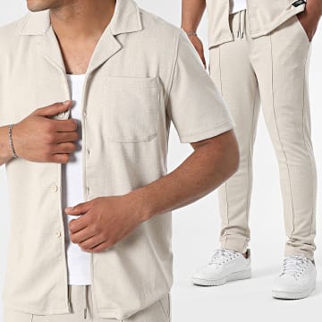 Zelys Paris - Ensemble Chemise Manches Courtes Et Pantalon Udo Beige