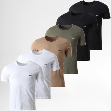 BOSS - Pack De 6 Camisetas 50532468 50475284 Negro Blanco Verde Caqui Camel