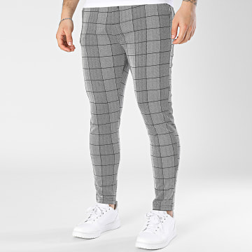 John H - Karierte Hose Skinny 825 Grau