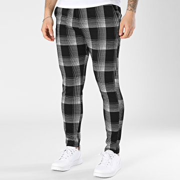 John H - Karierte Hose Skinny 520 Schwarz Grau