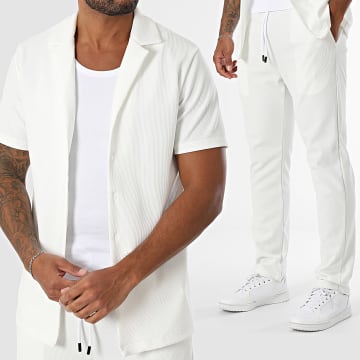 John H - 342 Set camicia e pantaloni bianchi a maniche corte