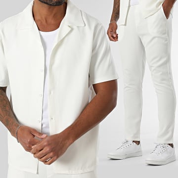 KZR - Ensemble Chemise Manches Courtes Et Pantalon Beige Clair