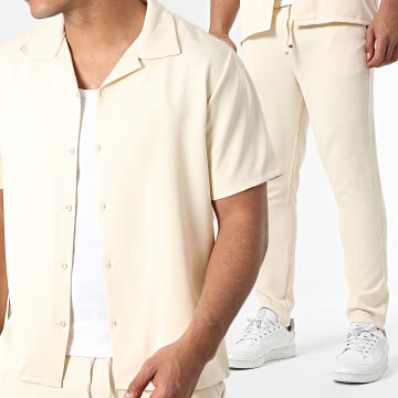 KZR - Ensemble Chemise Manches Courtes Et Pantalon Beige