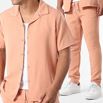 KZR - Ensemble Chemise Manches Courtes Et Pantalon Saumon