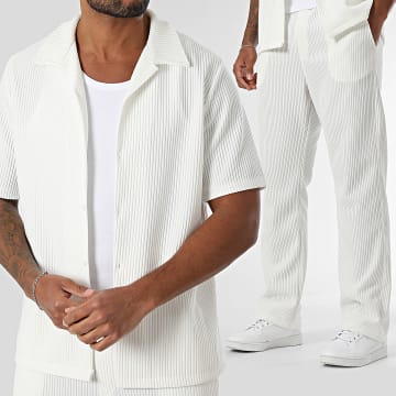 KZR - Ensemble Chemise Manches Courtes Et Pantalon Beige Clair