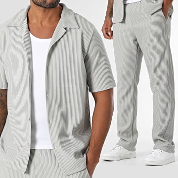KZR - Ensemble Chemise Manches Courtes Et Pantalon Gris