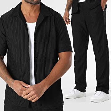 KZR - Ensemble Chemise Manches Courtes Et Pantalon Noir