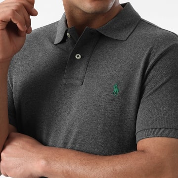 Polo Ralph Lauren - Polo Manches Courtes Slim Original Player Gris Anthracite Chiné