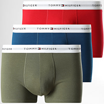 Tommy Hilfiger - Lot De 3 Boxers Trunk 2761 Vert Kaki Bleu Marine Rouge