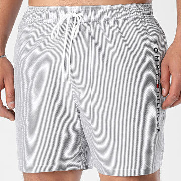 Tommy Hilfiger - Short De Bain A Rayures Medium Drawstring 3265 Noir Blanc