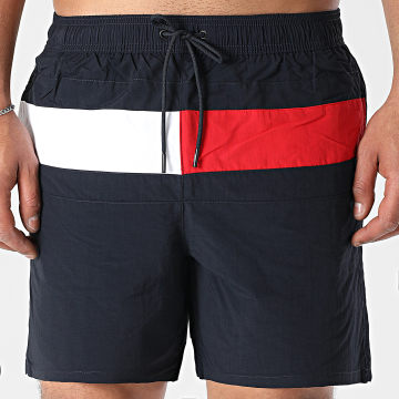 Tommy Hilfiger - Short De Bain Medium Drawstring 3474 Bleu Marine Rouge Blanc