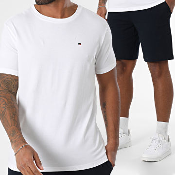 Tommy Hilfiger - Ensemble Tee Shirt Et Short Jogging Jersey 1794 Blanc Bleu Marine