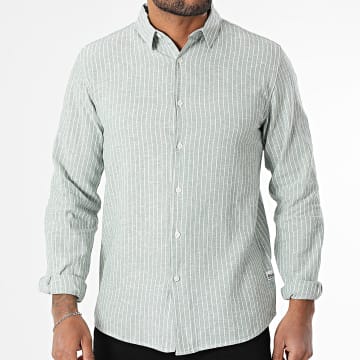 Deeluxe - Myers 05T4427M Camisa de Manga Larga a Rayas Verde