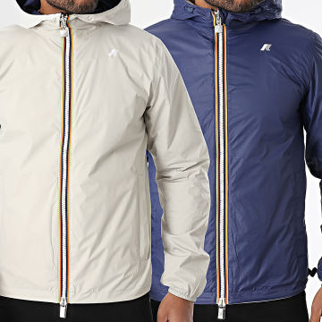 K-Way - Jake Plus 2 Dubbel Beige Navy Omkeerbaar Windjack