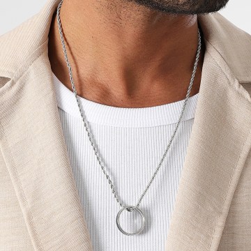 LBO - Collana con ciondolo ad anello in argento nero