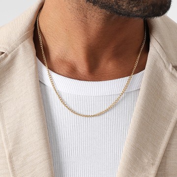 LBO - Collana a maglie con cordoncino d'oro da 3 mm