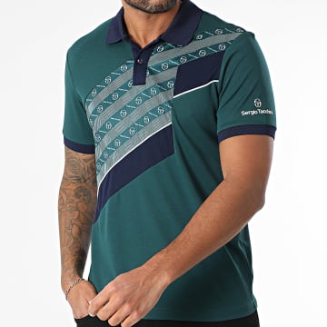 Sergio Tacchini - Polo a maniche corte Spirale 40875 Verde scuro Blu navy Bianco
