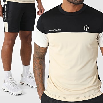 Sergio Tacchini - Ensemble Tee Shirt Et Short Jogging Prave Vebita 024 40845 40815 Noir Beige