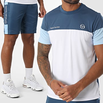 Sergio Tacchini - Ensemble Tee Shirt Et Short Jogging Prave Vebita 024 40845 40815 Bleu Blanc