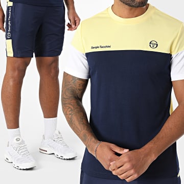 Sergio Tacchini - Ensemble Tee Shirt Et Short Jogging Prave Vebita 024 40845 40815 Bleu Jaune