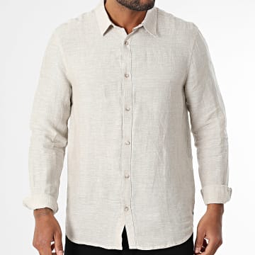 Teddy Smith - Hemd Langarm Linen 10717404D Beige meliert