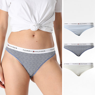 Tommy Hilfiger - Lot De 3 Strings Femme 5530 Ecru Bleu Clair Bleu Roi