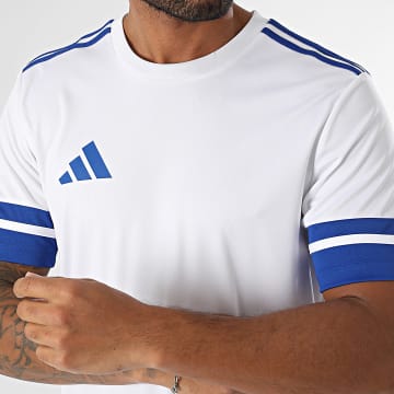 Adidas Sportswear - Tee Shirt A Bandes SQUA25 Jersey JG5827 Blanc Bleu Roi