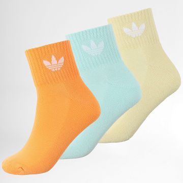 Adidas Originals - 3 Pares De Calcetines 1/4 JI9496 Azul Turquesa Amarillo Naranja