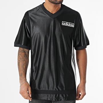 Adidas Originals - Tee Shirt Oversize A Bandes Col V Adibreak Jersey JD4247 Noir Blanc