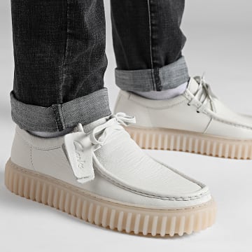 Clarks - Scarpe Torhill Lo in pelle bianca