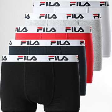 Fila - Set di 5 boxer FU5016 Nero Grigio Heather Bianco Rosso Navy