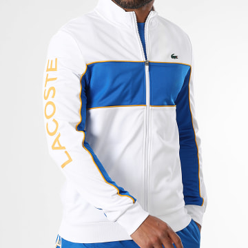 Lacoste - Sudadera con cremallera bicolor Logotipo bordado Cocodrilo Calce clásico Blanco Azul real
