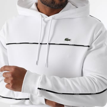 Lacoste - Sudadera con capucha y logotipo bordado Cocodrilo Blanco