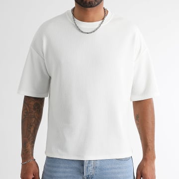 LBO - Tee Shirt Oversize Boxy Waffle 1943 Blanc
