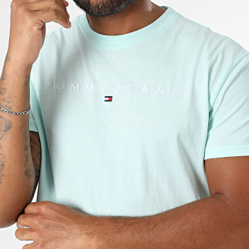 Tommy Jeans - Tee Shirt Linear Logo 0744 Turquoise