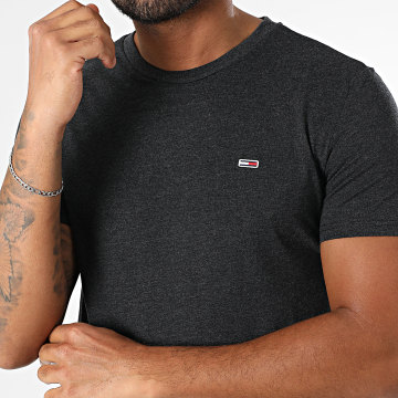 Tommy Jeans - Tee Shirt Slim Jaspe 0363 Gris Anthracite Chiné