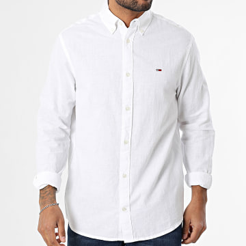 Tommy Jeans - Hemd Langarm Regular Linen Blend 0875 Weiß