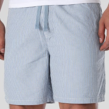Tommy Jeans - Short Jogging A Rayures Seersucker Beach 1946 Bleu Clair Blanc