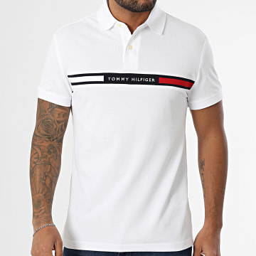 Tommy Hilfiger - Polo Manches Courtes Hilfiger Chest Insert 8130 Blanc