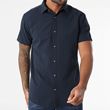 JJREBEL - Chemise Manches Courtes Moss Sunny Bleu Marine
