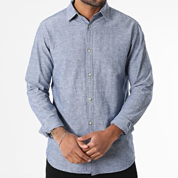 JJREBEL - Hemd Langarm Moss Sunny Blau Denim