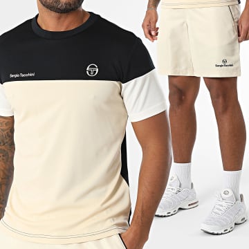 Sergio Tacchini - Conjunto de camiseta y pantalón corto Prave Rob 024 40845 40845 Beige Negro